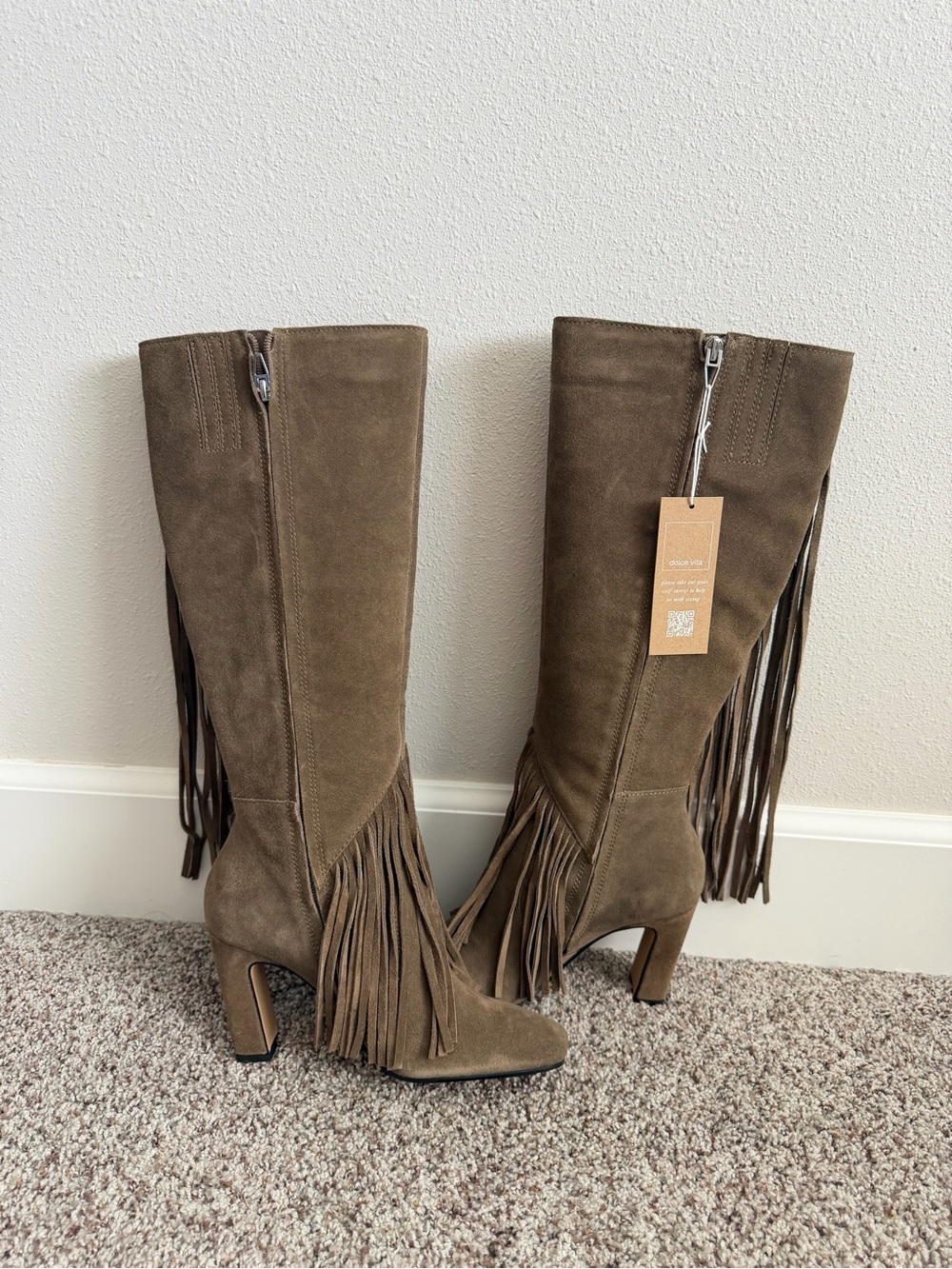 NEW Anthro Dolce Vita Giano Suede Fringe Boots Size 6.5 - Picture 7 of 12